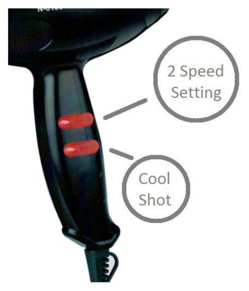 Professional High Power Hair Dryer with Concentrator Nozzle | 2 Speed & Heat Settings | Lightweight Salon Styling Blow Dryer (Black)