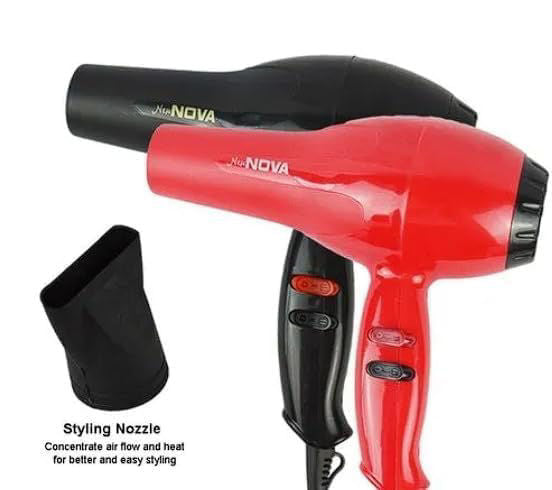 Professional High Power Hair Dryer with Concentrator Nozzle | 2 Speed & Heat Settings | Lightweight Salon Styling Blow Dryer (Black)